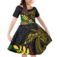 Personalized Chimpu Province Papua New Guinea Family Matching Off Shoulder Short Dress and Hawaiian Shirt Bird-of-paradise Art Tattoo and Melanesian Motifs - Polynesian Pride