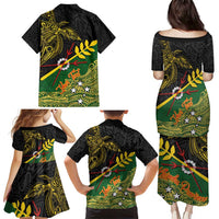 Personalized Chimpu Province Papua New Guinea Family Matching Puletasi and Hawaiian Shirt Bird-of-paradise Art Tattoo and Melanesian Motifs - Polynesian Pride