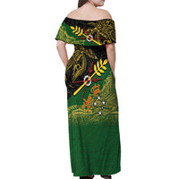 Personalized Chimpu Province Papua New Guinea Off Shoulder Maxi Dress Bird-of-paradise Art Tattoo and Melanesian Motifs - Polynesian Pride