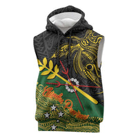 Personalized Chimpu Province Papua New Guinea Sleeveless Hoodie Bird-of-paradise Art Tattoo and Melanesian Motifs - Polynesian Pride