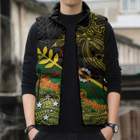 Personalized Chimpu Province Papua New Guinea Sleeveless Puffer Jacket Bird-of-paradise Art Tattoo and Melanesian Motifs - Polynesian Pride