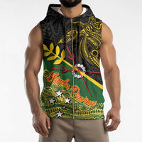 Personalized Chimpu Province Papua New Guinea Sleeveless Zip Hoodie Bird-of-paradise Art Tattoo and Melanesian Motifs - Polynesian Pride