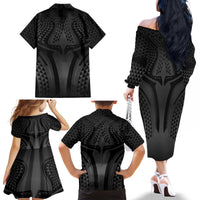 Hawaiian Kakau Art Tattoos Aquaman Style Family Matching Off The Shoulder Long Sleeve Dress and Hawaiian Shirt Special Edition - Polynesian Pride