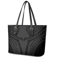 Hawaiian Kakau Art Tattoos Aquaman Style Leather Tote Bag Black Version - Polynesian Pride