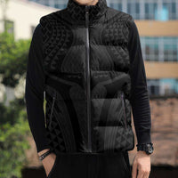 Hawaiian Kakau Art Tattoos Aquaman Style Sleeveless Puffer Jacket Black Version - Polynesian Pride