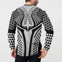 Hawaiian Kakau Art Tattoos Aquaman Style Button Sweatshirt White Version - Polynesian Pride