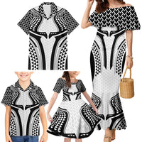Hawaiian Kakau Art Tattoos Aquaman Style Family Matching Mermaid Dress and Hawaiian Shirt White Version - Polynesian Pride