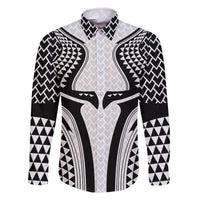 Hawaiian Kakau Art Tattoos Aquaman Style Family Matching Off The Shoulder Long Sleeve Dress and Hawaiian Shirt White Version - Polynesian Pride