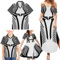 Hawaiian Kakau Art Tattoos Aquaman Style Family Matching Summer Maxi Dress and Hawaiian Shirt White Version - Polynesian Pride