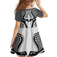 Hawaiian Kakau Art Tattoos Aquaman Style Kid Short Sleeve Dress White Version - Polynesian Pride