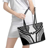 Hawaiian Kakau Art Tattoos Aquaman Style Leather Tote Bag White Version - Polynesian Pride