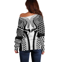 Hawaiian Kakau Art Tattoos Aquaman Style Off Shoulder Sweater White Version - Polynesian Pride
