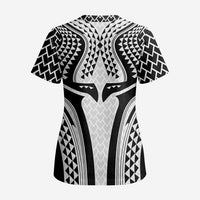 Hawaiian Kakau Art Tattoos Aquaman Style Scrub Top White Version - Polynesian Pride