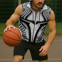 Hawaiian Kakau Art Tattoos Aquaman Style Sleeveless Zip Hoodie White Version LT03 - Polynesian Pride