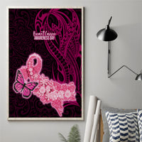 Polynesia Breast Cancer Canvas Wall Art Butterfly and Flowers Ribbon Maori Tattoo Ethnic Black Style LT03 - Polynesian Pride