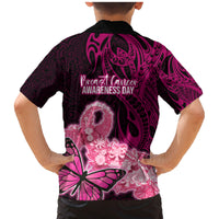 Polynesia Breast Cancer Family Matching Mermaid Dress and Hawaiian Shirt Butterfly and Flowers Ribbon Maori Tattoo Ethnic Black Style LT03 - Polynesian Pride