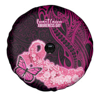 Polynesia Breast Cancer Spare Tire Cover Butterfly and Flowers Ribbon Maori Tattoo Ethnic Black Style LT03 - Polynesian Pride