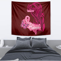 Polynesia Breast Cancer Tapestry Butterfly and Flowers Ribbon Maori Tattoo Ethnic Red Style LT03 - Polynesian Pride