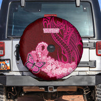Custom Polynesia Breast Cancer Spare Tire Cover Butterfly and Flowers Ribbon Maori Tattoo Ethnic Red Style LT03 - Polynesian Pride