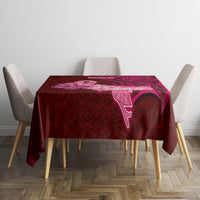 Custom Polynesia Breast Cancer Tablecloth Butterfly and Flowers Ribbon Maori Tattoo Ethnic Red Style LT03 - Polynesian Pride