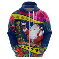 Cook Island Christmas Hoodie Santa Claus Mix Maroro and Kakaia Hibiscus Flower Maori Pattern LT03 - Polynesian Pride