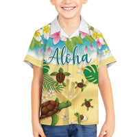 Aloha Turtle Family on The Beach Family Matching Puletasi and Hawaiian Shirt with Hawaiian Colorful Plumeria