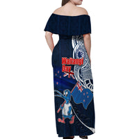 New Zealand Waitangi Family Matching Off Shoulder Maxi Dress and Hawaiian Shirt Te Ra O Waitangi Maori Kiwis Bird LT03 - Polynesian Pride