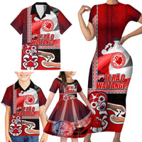 Maori Waitangi Family Matching Short Sleeve Bodycon Dress and Hawaiian Shirt Hei-tiki Koru with Tino Rangatiratanga Maori Flag LT03 - Polynesian Pride