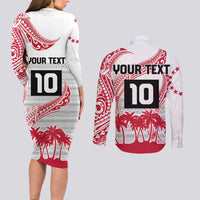 Cook Islands Marathon 2025-Pursuit in Paradise Couples Matching Long Sleeve Bodycon Dress and Long Sleeve Button Shirt Red Color