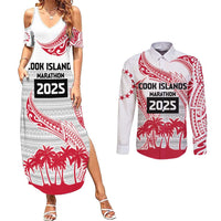 Cook Islands Marathon 2025-Pursuit in Paradise Couples Matching Summer Maxi Dress and Long Sleeve Button Shirt Red Color