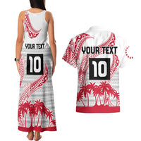 Cook Islands Marathon 2025-Pursuit in Paradise Couples Matching Tank Maxi Dress and Hawaiian Shirt Red Color