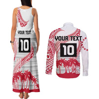 Cook Islands Marathon 2025-Pursuit in Paradise Couples Matching Tank Maxi Dress and Long Sleeve Button Shirt Red Color