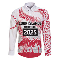Cook Islands Marathon 2025-Pursuit in Paradise Family Matching Off The Shoulder Long Sleeve Dress and Hawaiian Shirt Red Color