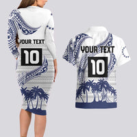 Cook Islands Marathon 2025-Pursuit in Paradise Couples Matching Long Sleeve Bodycon Dress and Hawaiian Shirt Blue Color