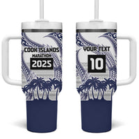 Cook Islands Marathon 2025-Pursuit in Paradise Tumbler With Handle Blue Color