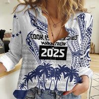 Cook Islands Marathon 2025-Pursuit in Paradise Women Casual Shirt Blue Color