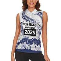 Cook Islands Marathon 2025-Pursuit in Paradise Women Sleeveless Polo Shirt Blue Color