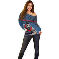 Custom Toa Samoa Rugby Off Shoulder Sweater Samoan Warrior Ula Fala Tribal Pattern LT03