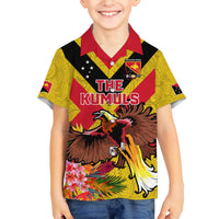 Custom Papua New Guinea Rugby Family Matching Tank Maxi Dress and Hawaiian Shirt Bird of Paradise and Hibiscus Polynesian Pattern Yellow Color LT03 Son's Shirt Yellow - Polynesian Pride