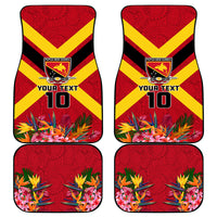 Custom Papua New Guinea Rugby Car Mats Bird of Paradise and Hibiscus Polynesian Pattern Red Color