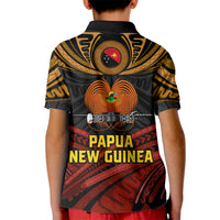 Papua New Guinea Bird-of-Paradise Kid Polo Shirt Coat of Arms and Tribal Patterns LT03 - Polynesian Pride