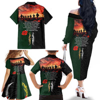 New Zealand and Australia ANZAC Day Family Matching Off The Shoulder Long Sleeve Dress and Hawaiian Shirt Lest We Forget Indigenous and Maori Pattern