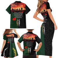 New Zealand and Australia ANZAC Day Family Matching Short Sleeve Bodycon Dress and Hawaiian Shirt Lest We Forget Indigenous and Maori Pattern