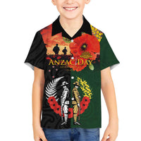 New Zealand and Australia ANZAC Day Family Matching Short Sleeve Bodycon Dress and Hawaiian Shirt Lest We Forget Indigenous and Maori Pattern