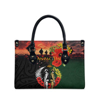 New Zealand and Australia ANZAC Day Leather Bag Lest We Forget Indigenous and Maori Pattern