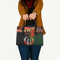 New Zealand and Australia ANZAC Day Leather Bag Lest We Forget Indigenous and Maori Pattern