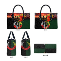 New Zealand and Australia ANZAC Day Leather Bag Lest We Forget Indigenous and Maori Pattern