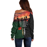 New Zealand and Australia ANZAC Day Off Shoulder Sweater Lest We Forget Indigenous and Maori Pattern LT03 - Polynesian Pride