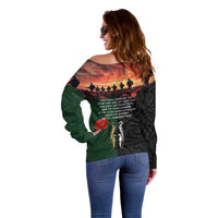 New Zealand and Australia ANZAC Day Off Shoulder Sweater Lest We Forget Indigenous and Maori Pattern LT03 - Polynesian Pride