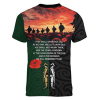 New Zealand and Australia ANZAC Day Women V-Neck T-Shirt Lest We Forget Indigenous and Maori Pattern